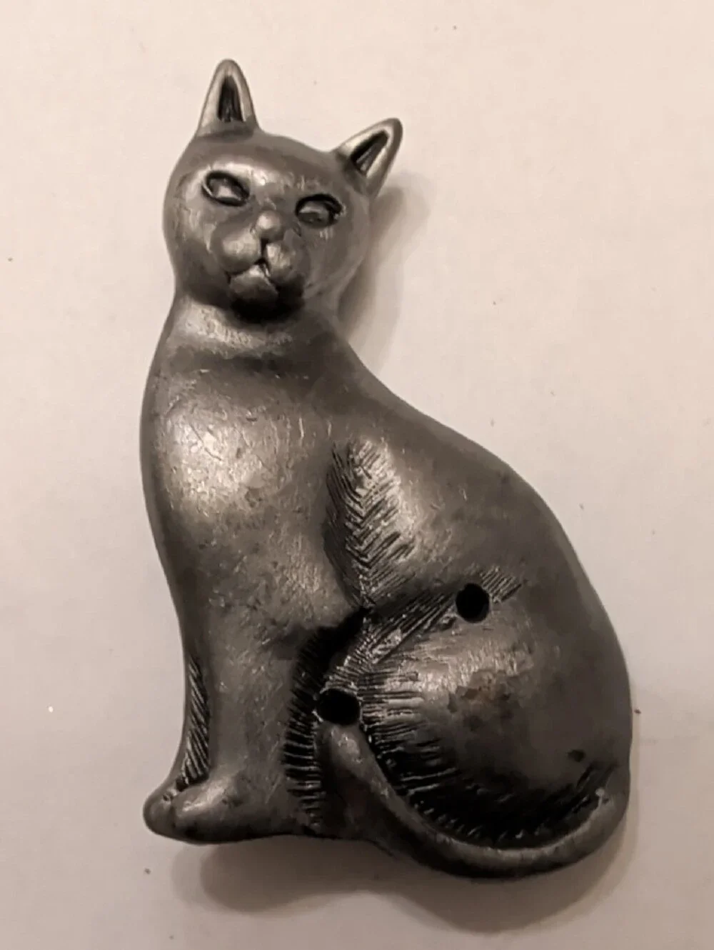 Gray Metal Cat Brooch